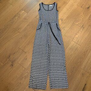 Calvin Klein Sleeveless Chevron Strip Drawstring Jumpsuit with Pockets Size 6